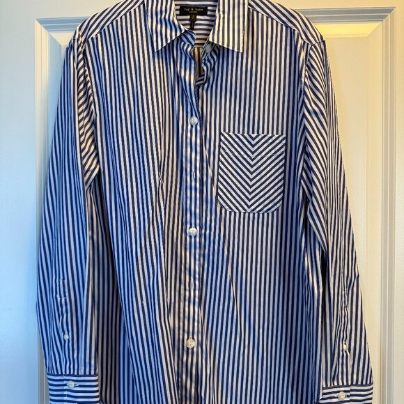 Rag & Bone Blue and White Stripe Maxine Poplin Button Down Women's Small S - Picture 1 of 3